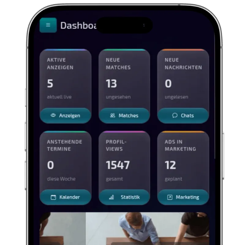 NexxUp Betriebs-Dashboard mit Matching und Recruiting-Übersicht