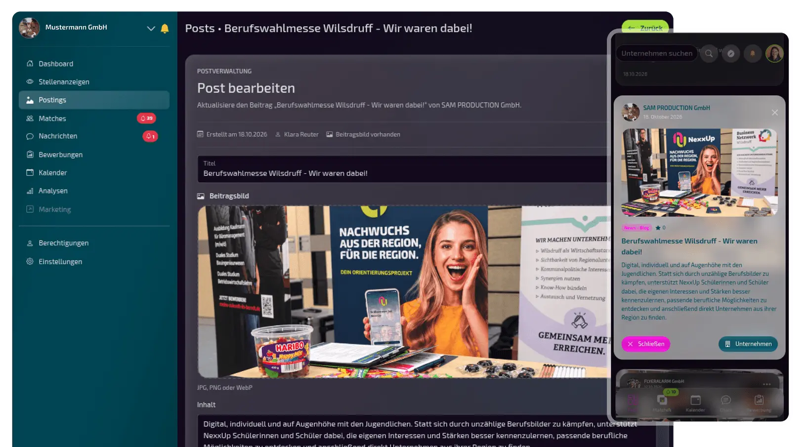 Beispielansicht einer NexxUp-Betriebspräsentation