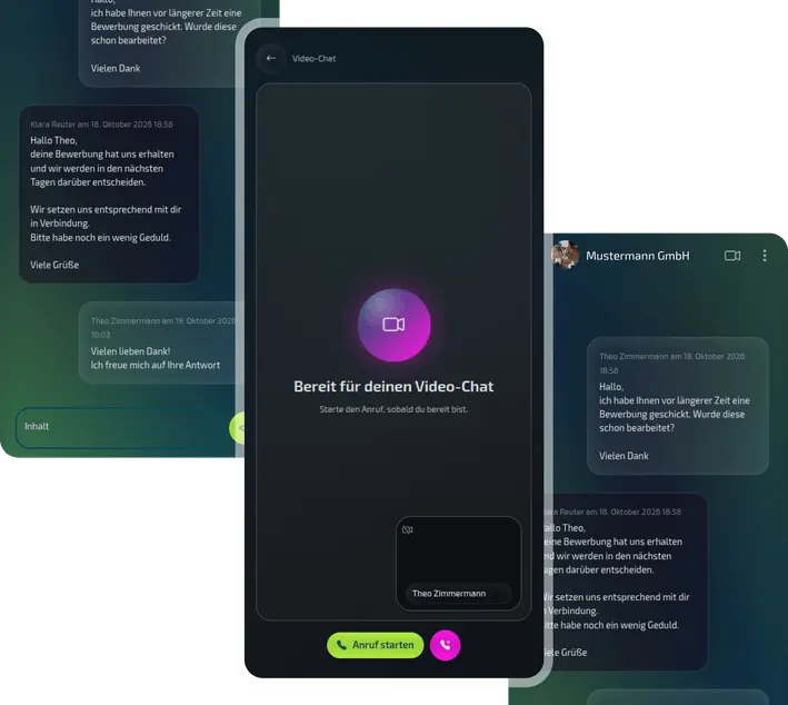 NexxUp-App mit Chat und Kontaktmöglichkeiten zu Betrieben
